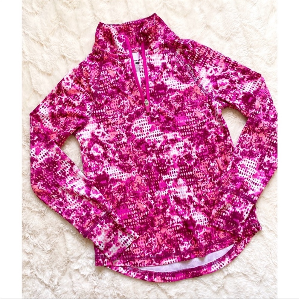 Girl’s Athletic Pink Zip Up Long Sleeve Top
